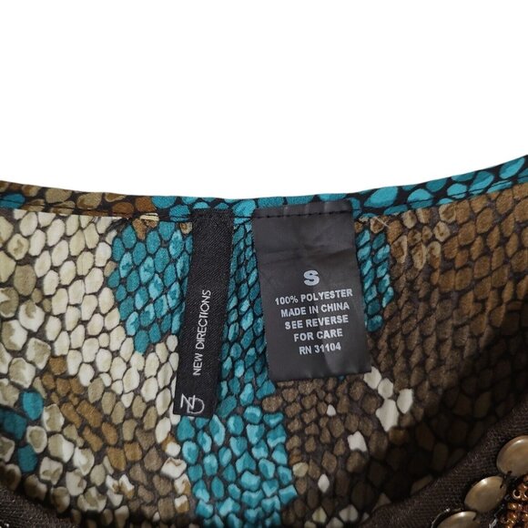 New Directions Womens Multicolor Beaded Crinkle Scoop Neck Blouse Top Size Small - Picture 5 of 5